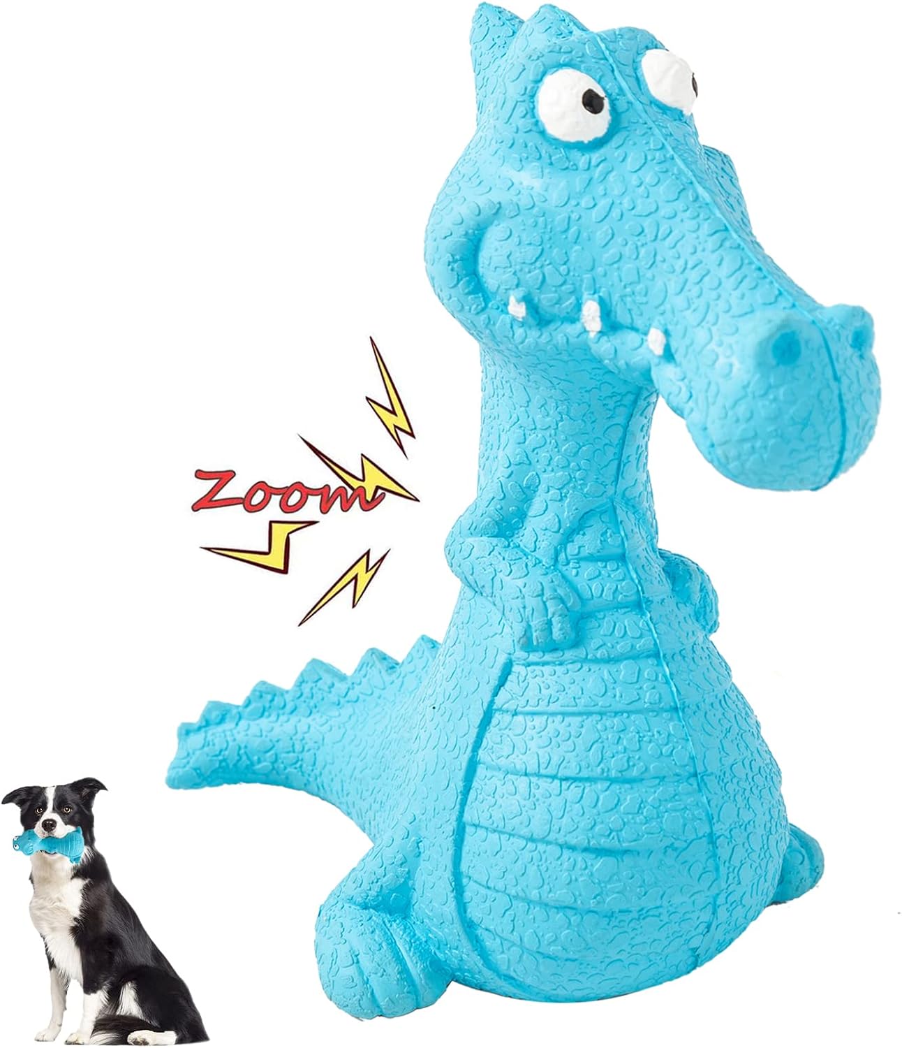 Carllg Dog Chew Toys for Large Dogs Aggressive Chewers, Indestructible Tough Squeaky Dinosaurs Puppy Toys, Natural Rubber Dog Toys for…