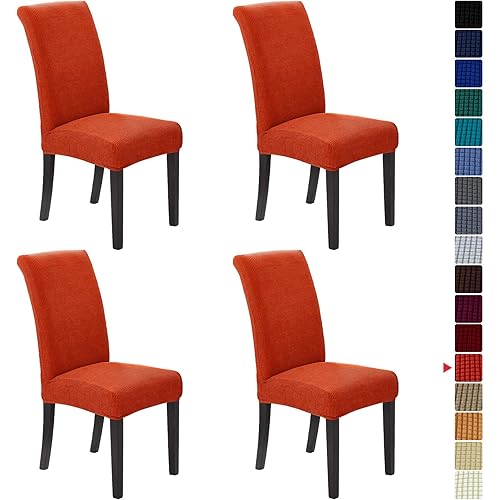Howhic Stretch Chair Covers for Dining Room Set of 4, Removable Washable Dining Room Chair Covers, Dining Chair Slipcovers Seat Protector, Great for Home and Banquet Decor (Pureed Pumpkin, 4 Pack)