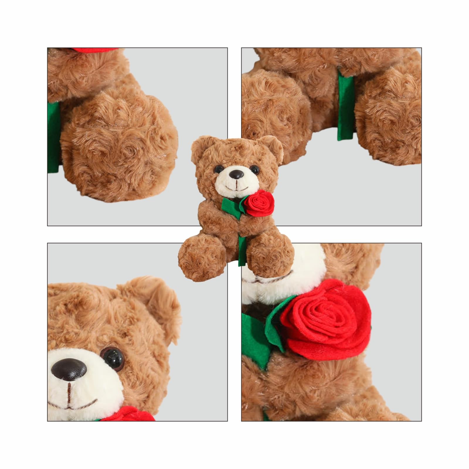 CBMZHF Plush Teddy Bear with Red Rose, Brown, Soft Cuddly, 30 cm Height, 17 cm Width, Romantic Gift, 30 Centimeters - Image 3