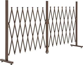 Outsunny Scherengitter Absperrgitter Scherensperre ausziehbar 52-405cm Garten Alu Braun H103,5cm