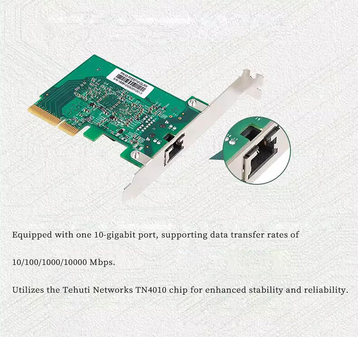 Scheda di rete Ethernet PCIe X4 a 10G RJ45 per desktop e server, PCI Express 2.0 x4 10G/5G/2.5G/1G/100M RJ45 Adapter - 10 Gigabit LAN NIC con Jumbo Frame & Link Aggregation Support
