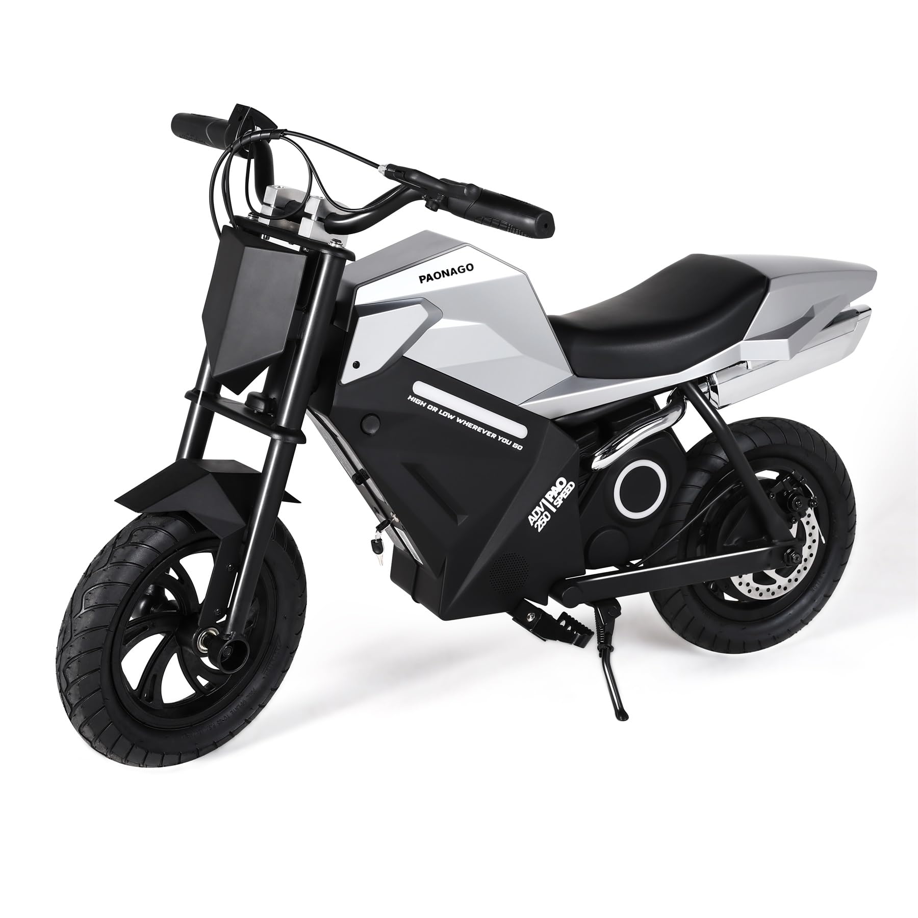 Motocicleta Eléctrica para Niños de 8 a 10 Años con Motor de 250/350 W, 3 Velocidades (8/13/16 km/h), Autonomía de 15 km, Neumáticos de 12,5", Sonidos Realistas y Efecto de Niebla
