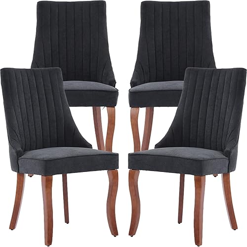 Vista 19 de Juego de 6 sillas de comedor de mediados de siglo color beige, juego de 6 sillas modernas para cocina y comedor, sillas de cocina tapizadas en tela