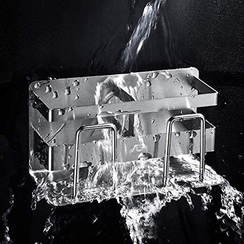 Bathroom Stainless Steel Toothbrush Cup Toothpaste Tube Free Punching Suction Wall Holder