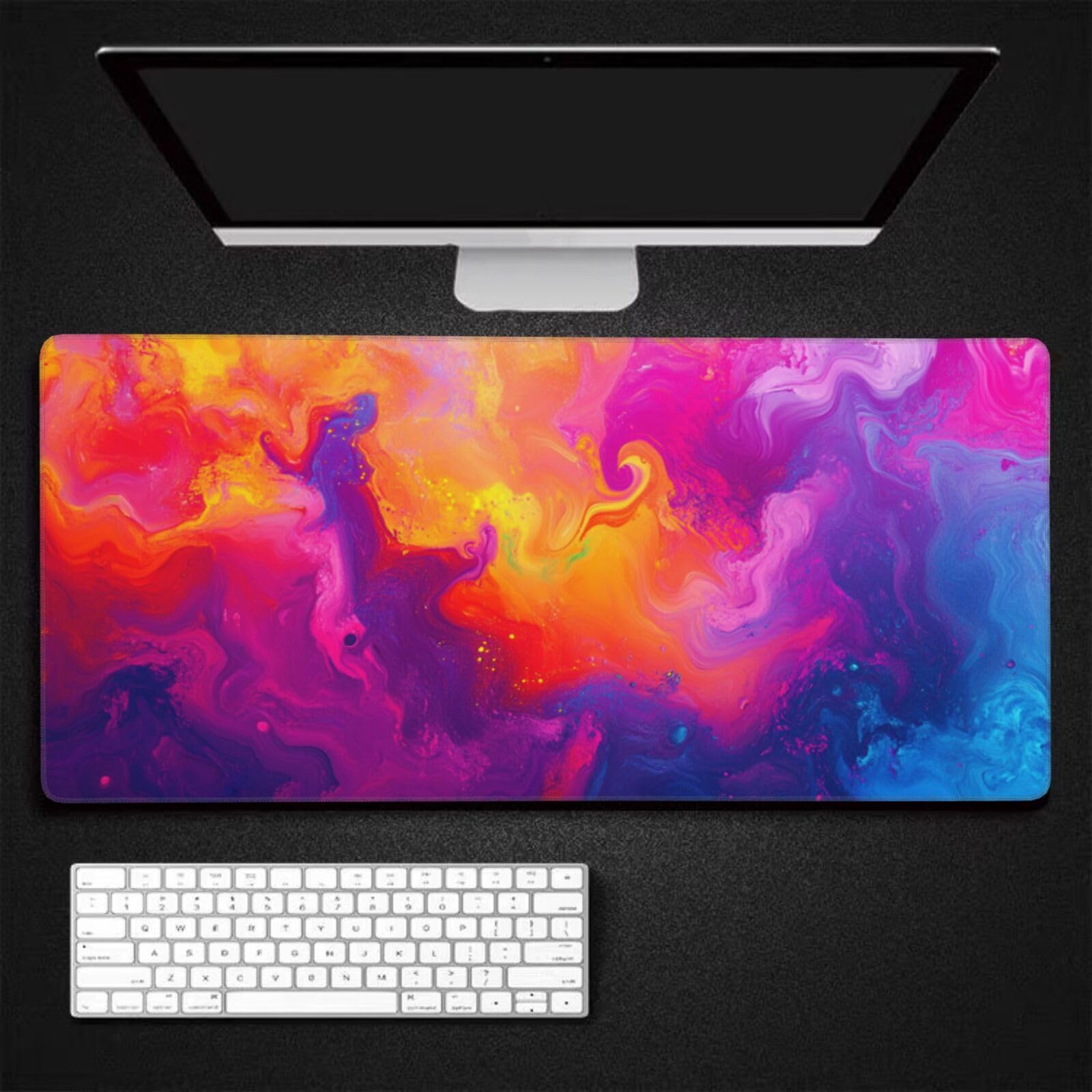 Alfombrilla Ratón Rosa & Nube 100 x 50 cm Alfombrilla de Escritorio G364 | Base Goma Antideslizante, Superficie Impermeable, Gaming Mouse Pad, Alfombrilla para Ratón y Teclado, Accesorios de Oficina