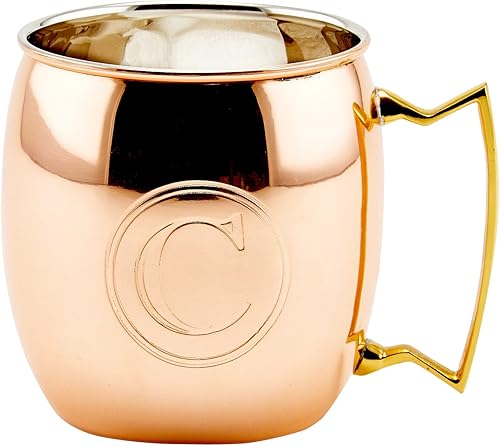 Miniatura 16 de Old Dutch - Taza de cobre macizo con monograma, de 16 onzas, L