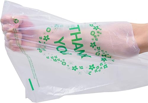 Miniatura 4 de LazyMe Thank You - Bolsas para camisetas de plástico blancas con asas, tamaño estándar de supermercado, 12 x 20 pulgadas (50 unidades)