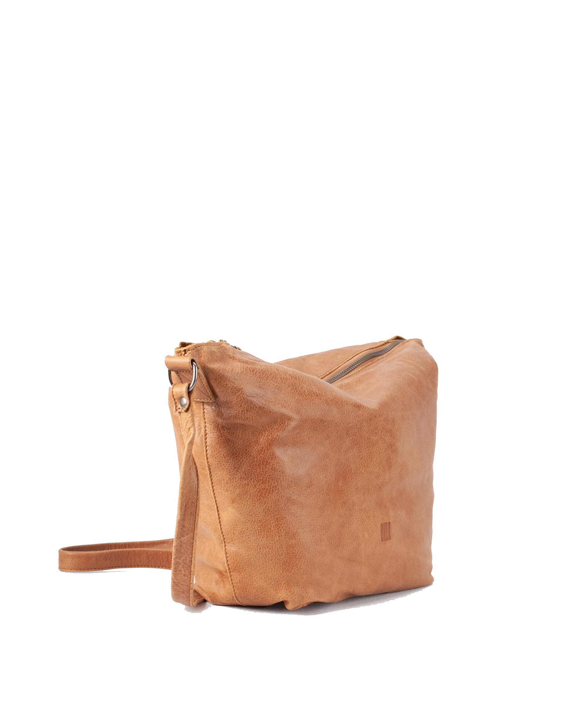 BIBA Bolso de Mujer de Cuero Genuino, Bolso Bandolera Leather Utah Cream Out UTC2LO, Asa Larga, Cierre con Cremallera, Piel Bovina Legítima
