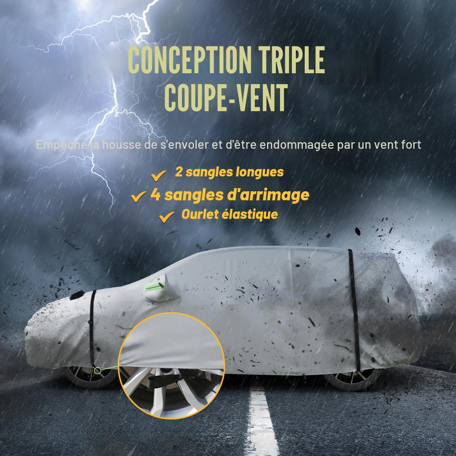 Favoto Housse de Voiture Extérieure Imperméable - Bâche en PEVA+Coton Anti UV Vent Poussière avec Fermeture Éclair Compatible avec Mazda CX-3 Ford Puma pour SUV Jusqu'à 445cm