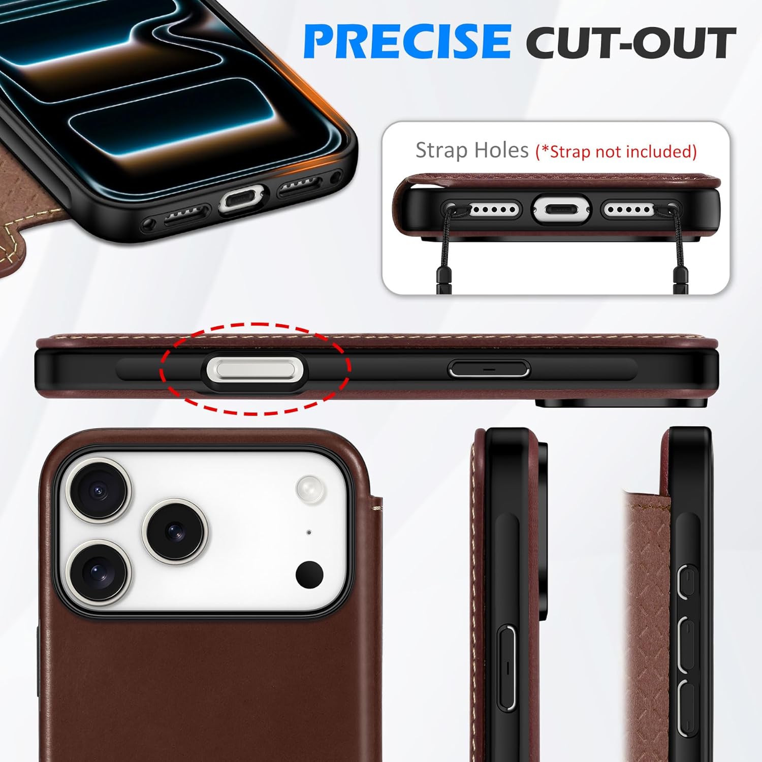 SHIELDON Genuine Leather Slim Case Wallet for iPhone 17 Pro Max 6.9-inch 2025 | Wireless Charging | Flip Magnetic | RFID Blocking Credit Card Holder | Full Protective Cover | Retro Coffee - Image 7