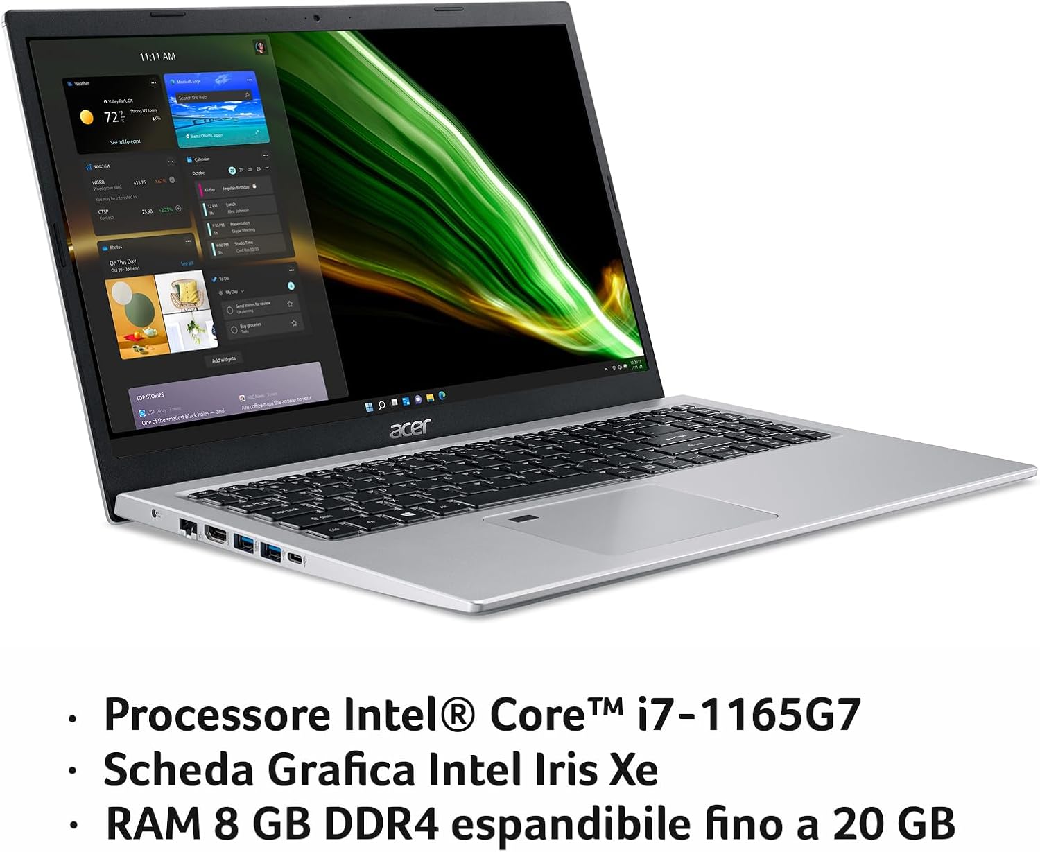 Acer Aspire 5 A515-56-73CR PC Portatile, Notebook con Processore Intel Core i7-1165G7, RAM 8 GB DDR4, 512 GB PCIe NVMe SSD, Display 15.6 FHD LED LCD, Scheda Grafica Intel Iris Xe, Windows 11 Home Acer Aspire 5 A515-56-73CR PC Portatile, Notebook con Processore Intel Core i7-1165G7, RAM 8 GB DDR4, 512 GB PCIe NVMe SSD, Display 15.6 FHD LED LCD, Scheda Grafica Intel Iris Xe, Windows 11 Home