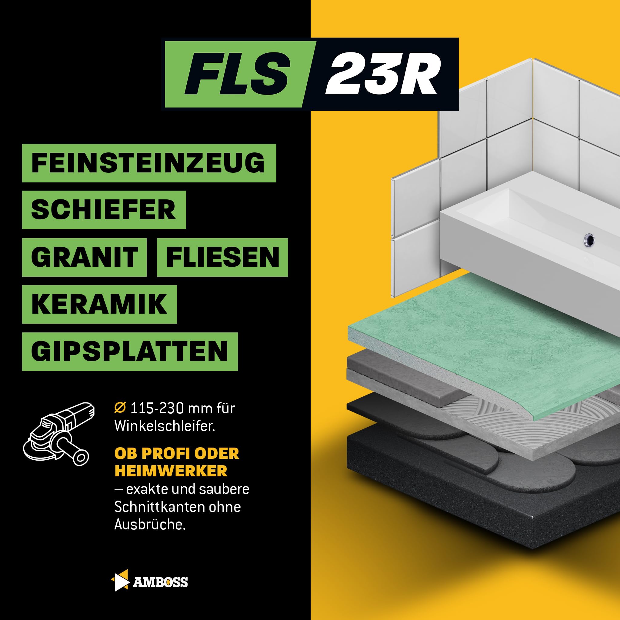 Anvil FLS 23R - bardzo cienka diamentowa tarcza tnąca (1,8 mm) | Ø 180 mm x 25,4 mm - płytki/bardzo twarda gres/twardy granit/ceramika | Wysokość segmentu: 10 mm