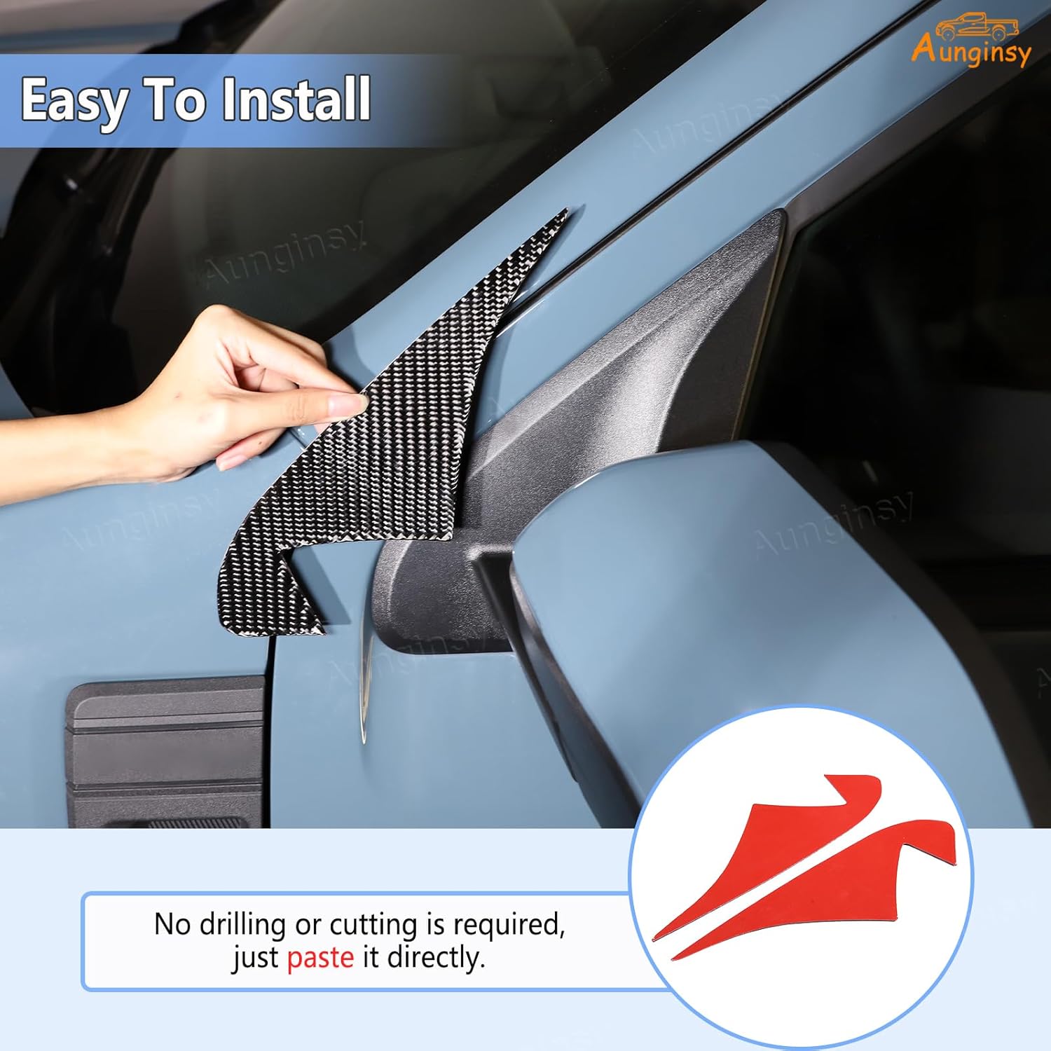 Aunginsy Front Door A-Pillar Triangle Panel Trim Sticker Compatible with Ford Maverick 2022-2025 Real Carbon Fiber Front Door Window A-Pillar Triangle Decorative Cover Protector Exterior Accessories