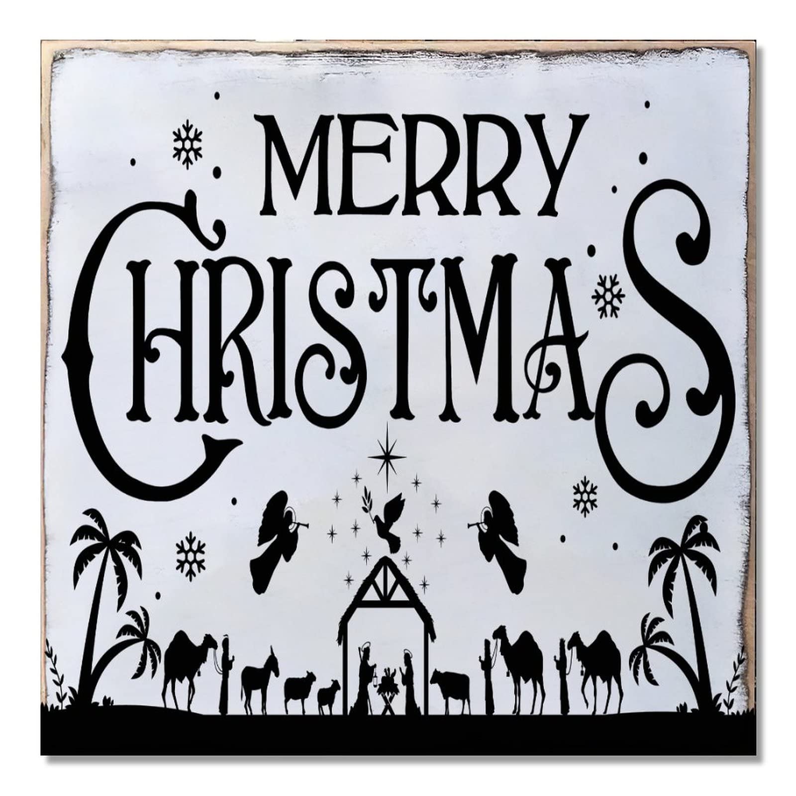 Panneau en bois Merry Christmas à offrir pour une décoration de maison chaleureuse