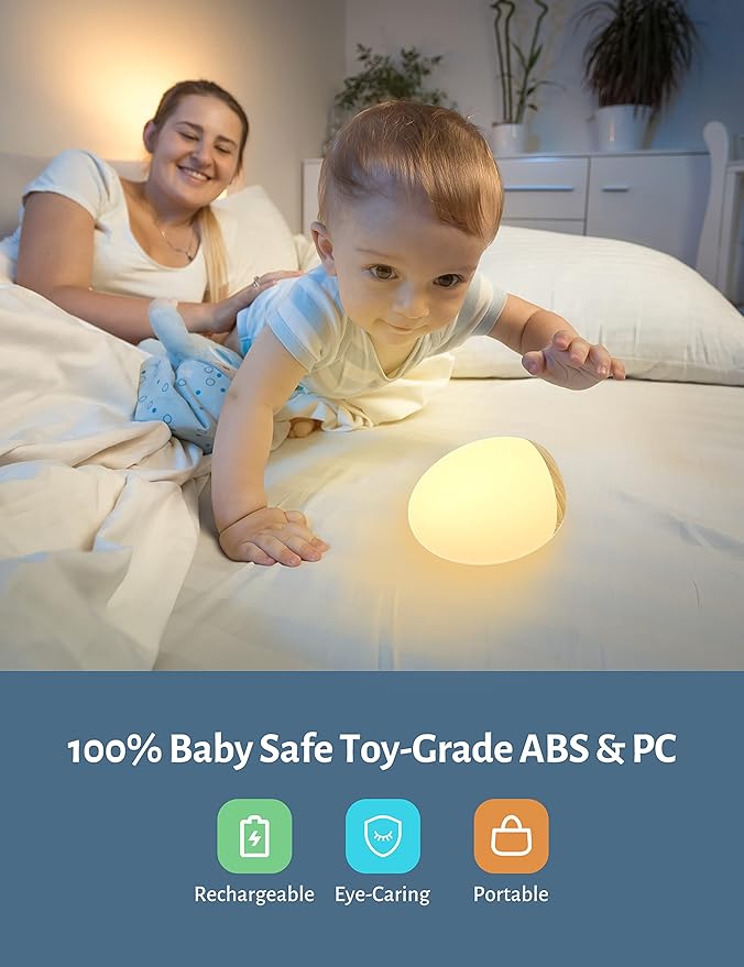Lámpara de noche infantil LED recargable con temporizador y control táctil miniatura 3