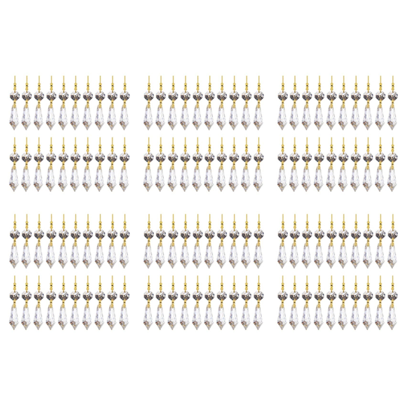 Hndhbfgrt 120PCS DIY Transparent Teardrop Chandelier Pendant Parts Beads, Chandelier Hanging Decoration