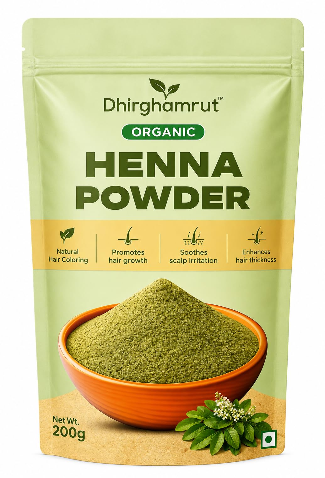 Organic Herbal Henna Powder for Hair | Natural Hair Colour with Amla, Bhringraj, Bacopa, Fenugreek & Neem | Chemical-Free Mehandi for Hair Care | 200g-picture-11