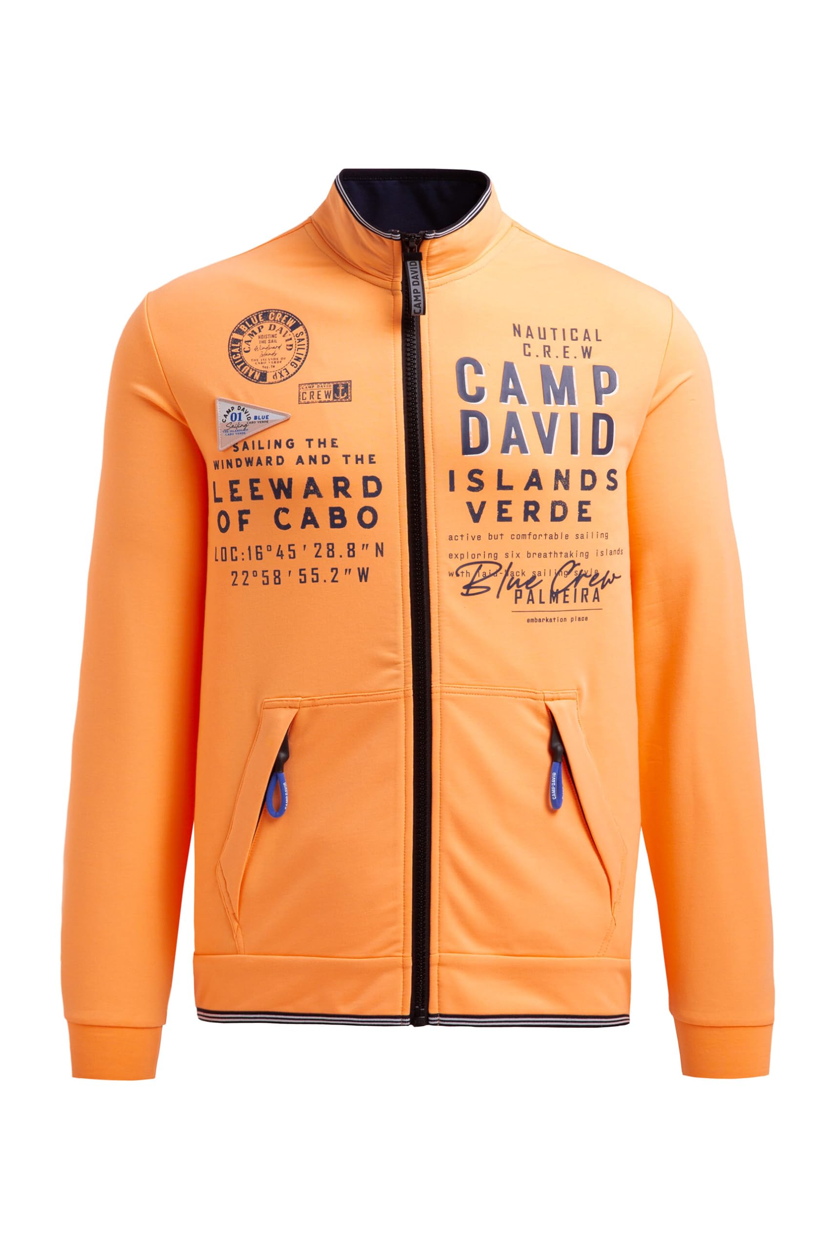 Camp David Herren Leichte Sweatjacke mit Label Prints