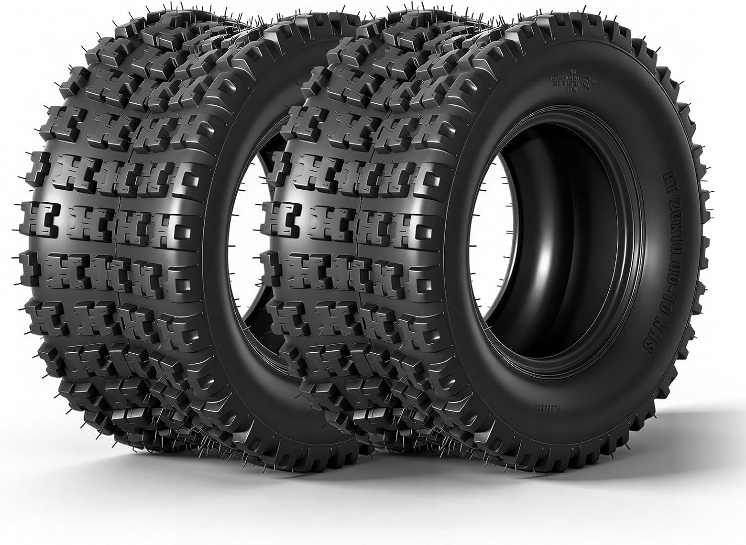 Set of 2 20x10-10 ATV UTV Tires, 20x10x10 Heavy Duty All-Terrain Tires, 4-Ply Rated, Tubeless, Non-Directional Tread