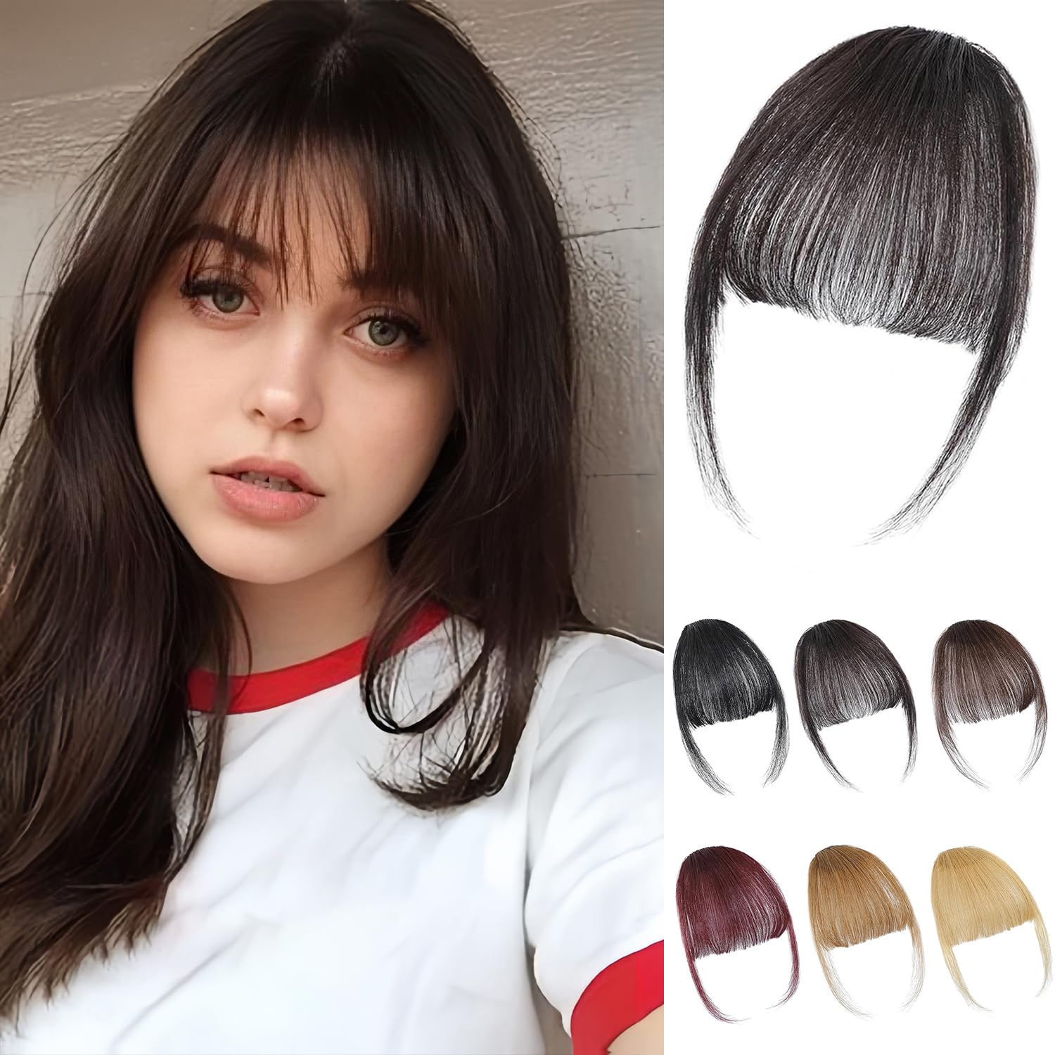 HH FASHION Clip in Bangs 100 Human Hair Bangs Clip in