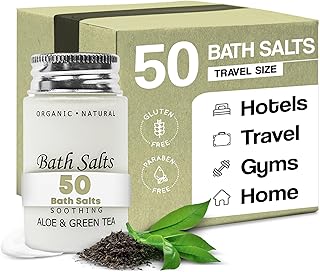 Soothing Aloe & Green Tea Bath Salts | 1.2oz Single-Use Hospitality/Travel Size Jar | Case of 50