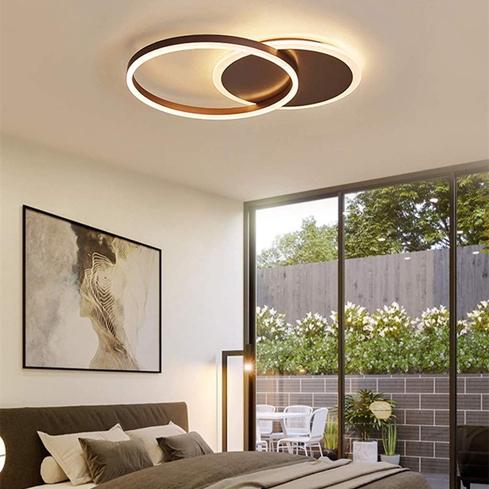 LED Plafondlamp Moderne Houten Plafondlamp 3000K Warm Wit 50W 60cm Slaapkamerlamp Woonkamerlamp Kinderkamerlamp (niet dimbaar