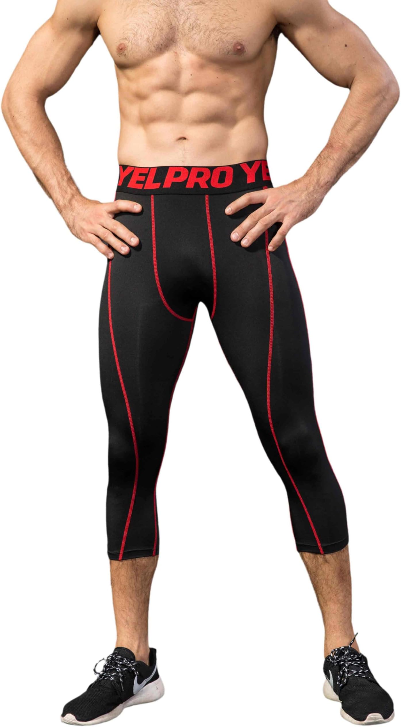 Men's 3/4 Compression Pants Cool Dry Capri Shorts Baselayer Leggings Tights Athletic Workout Running Sports Tights
