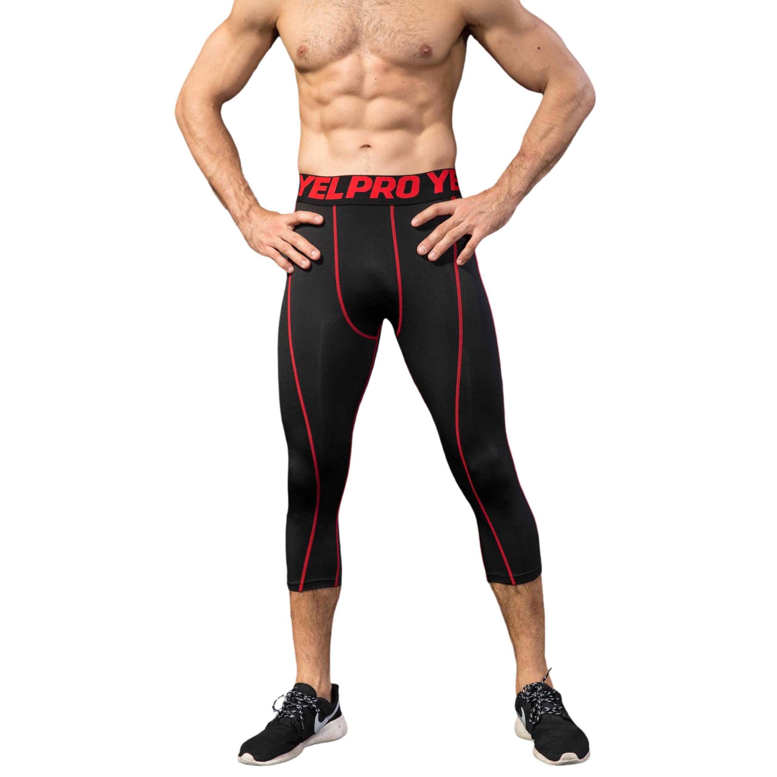 Men's 3/4 Compression Pants Cool Dry Capri Shorts Baselayer Leggings Tights Athletic Workout Running Sports Tights