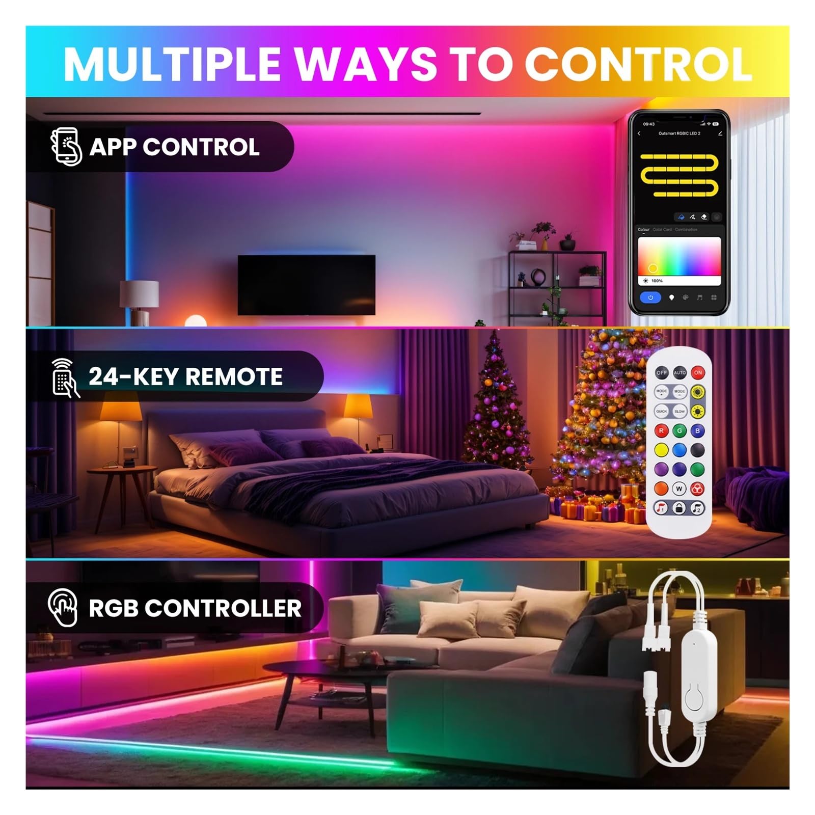 Striscia neon 5V a 360° con Bluetooth/Wi-Fi(WIFI Neon Light Kits,2M-1MX2_EU)