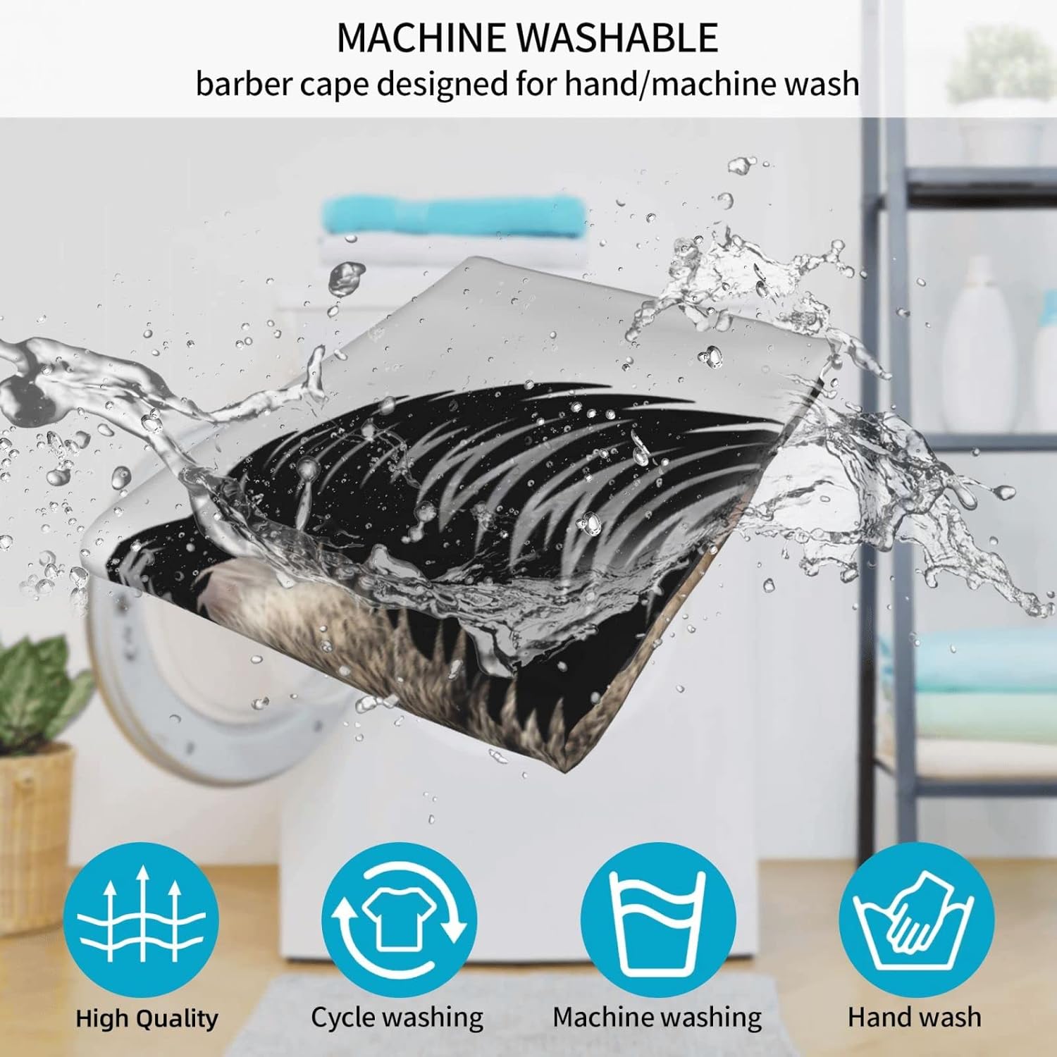 Mustache Moustache Pompadour Cool Cat Hairdresser Hair Stylist Haircut Cover Salon Barbering Cape Shop Accessories Styling Professional Cloth Cutting Kit : Beauty & Personal Care