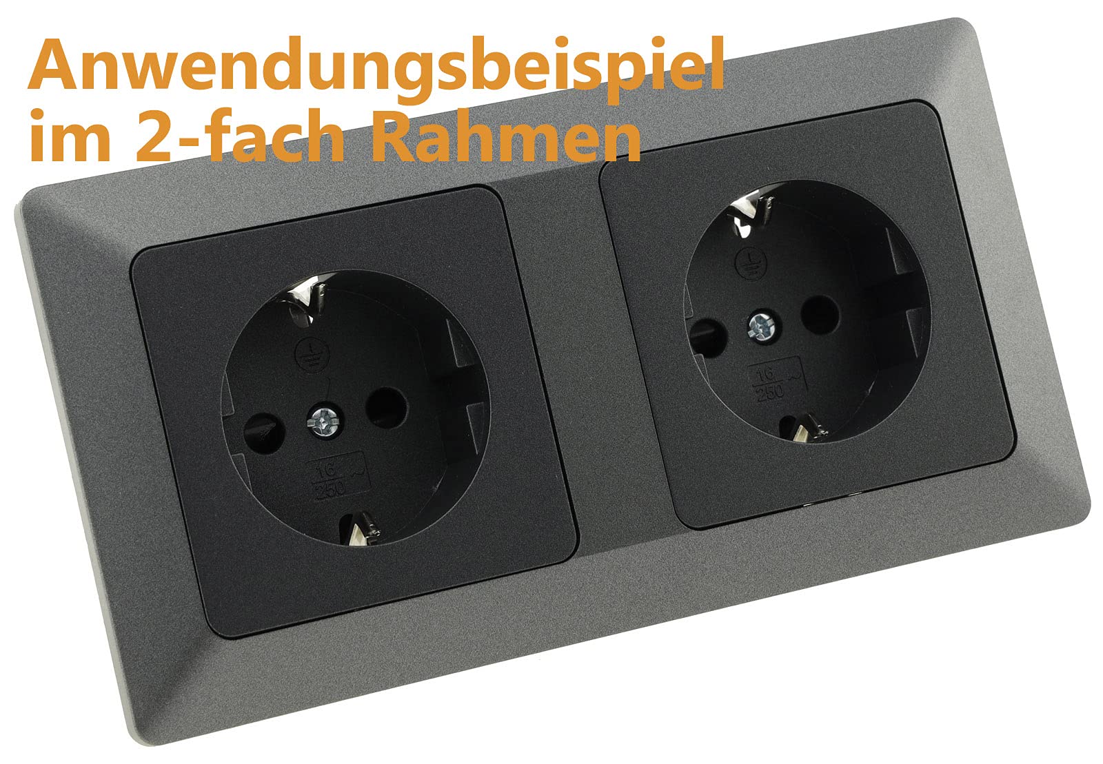 ChiliTec MILOS Unterputz-Steckdose, Anthrazit, 250V/16A, 20 Stück | Schutzkontakt, Klemmanschluss, Erhöhter Berührungsschutz, UP Montage