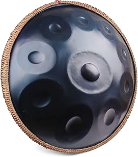 QWPDWA Tambor de mano de 440 Hz en D Minor tambor de mano, bolsa de mano suave, mazo de mano, soporte de mano, paño libre de polvo de 22 pulgadas, 10 notas (color: 440HZ-azul, tamaño: 10 notas)