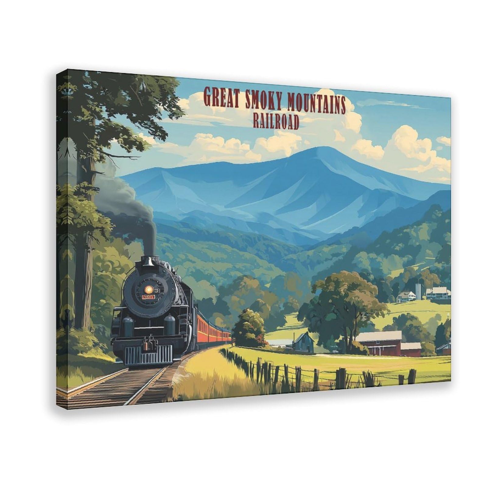 Bareronor Great Smoky Mountains Railroad Canvas Poster Bedroom Decor Landscape Office Room Decor Gift 20" L X 30" W