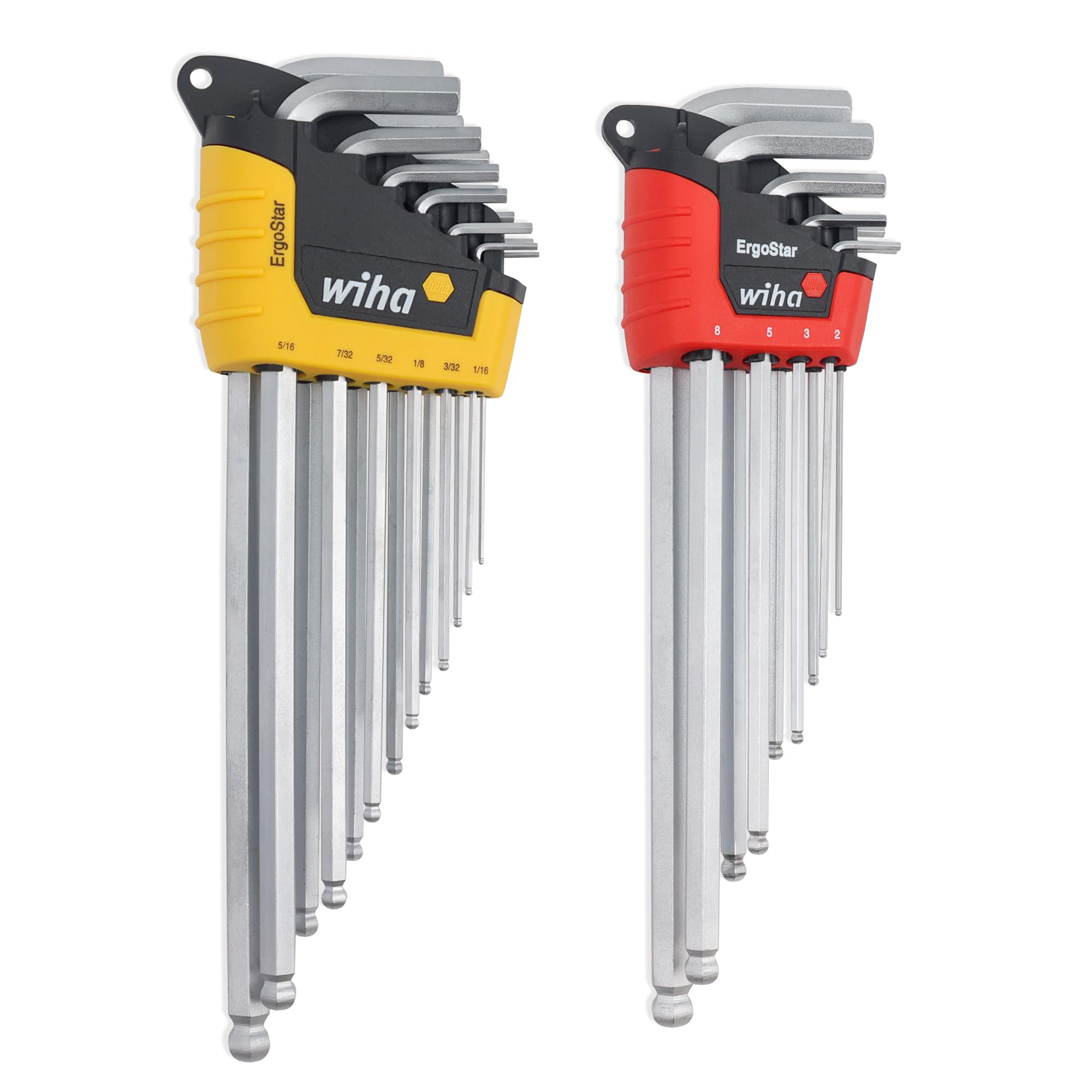 Wiha 66982 ErgoStar Kugelkopf Sechskant L-Schlüssel, Zoll und metrisch, 22-teilig