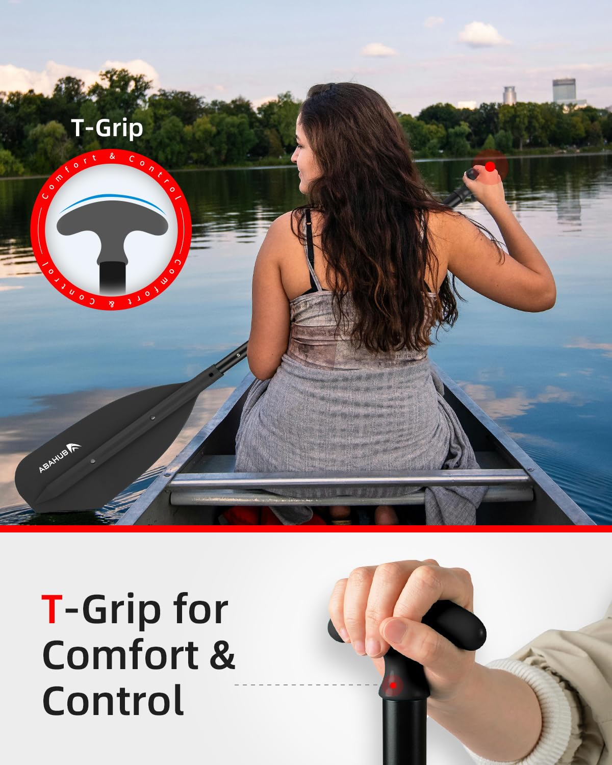 Abahub Stechpaddel 130-160cm, 3-teiliges Teleskop Kanu Paddel – Leicht, Aluminium, für Kanu, Kajak & Schlauchboot, tragbar