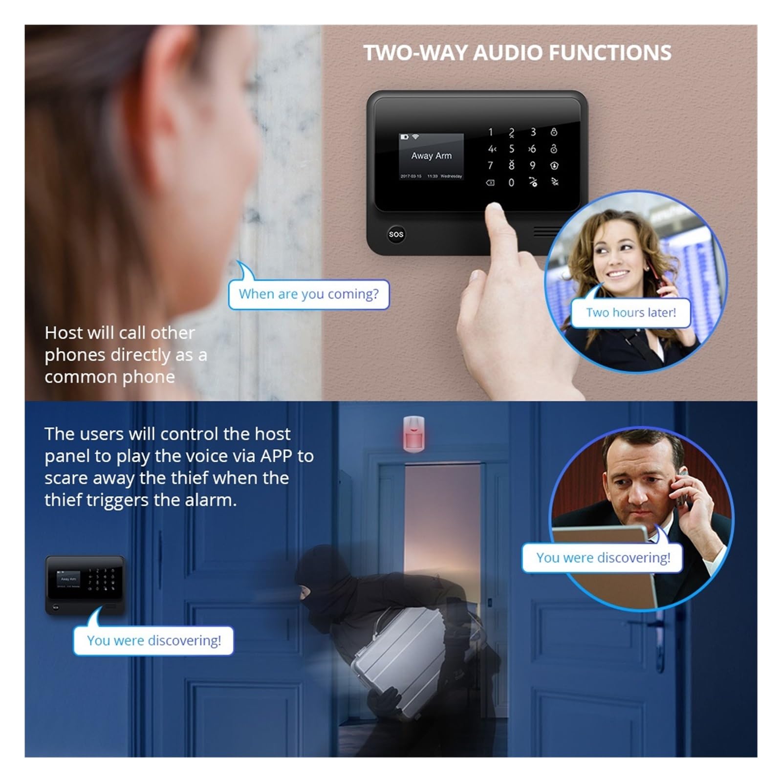 Sistema di Allarme di Sicurezza Domestica, di Allarme 3G gsm Sicurezza Domestica Aziendale Wireless con Sensori Rilevamento del Telecomando App(Black Color Kit 4)