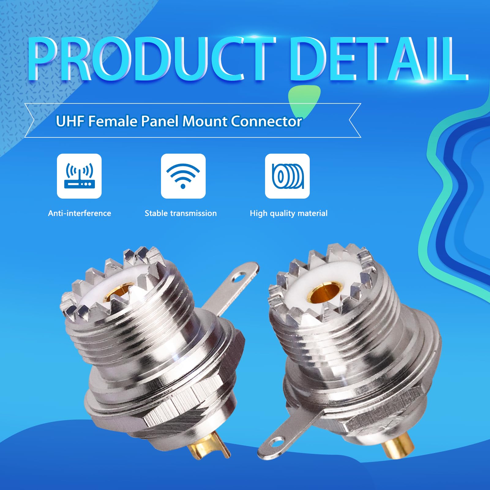 TUOLNK UHF SO239 Bulkhead Female Panel Chassis Mount Flansch Solder Cup PL259 RF Koaxialstecker Koax Antennenadapter 2er Pack