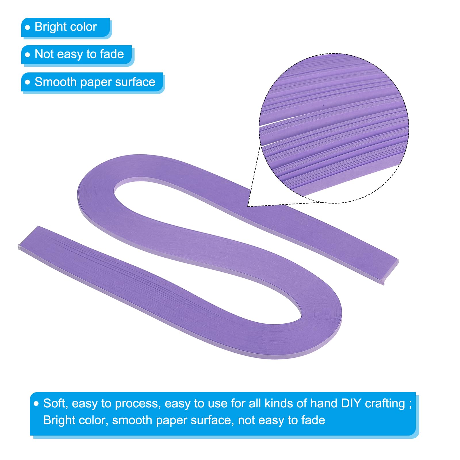 PATIKIL 240pcs Quilling Strips Paper 3mm(1/8") 54cm Origami Paper Quilling Strip for Art DIY Hand Craft Christmas Light Purple - Image 3