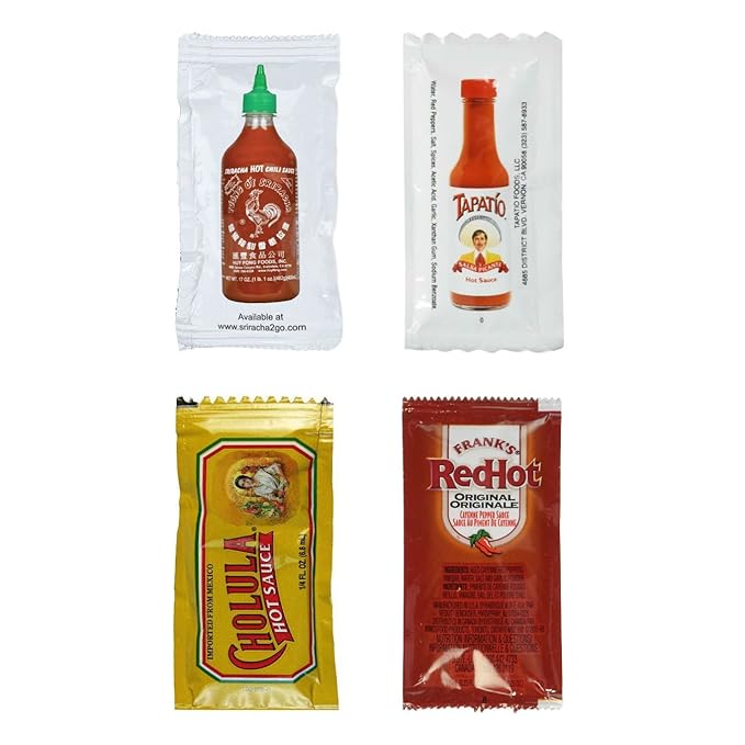 SauceToGo Bundle 25 Packets Each of Tapatio, Cholula