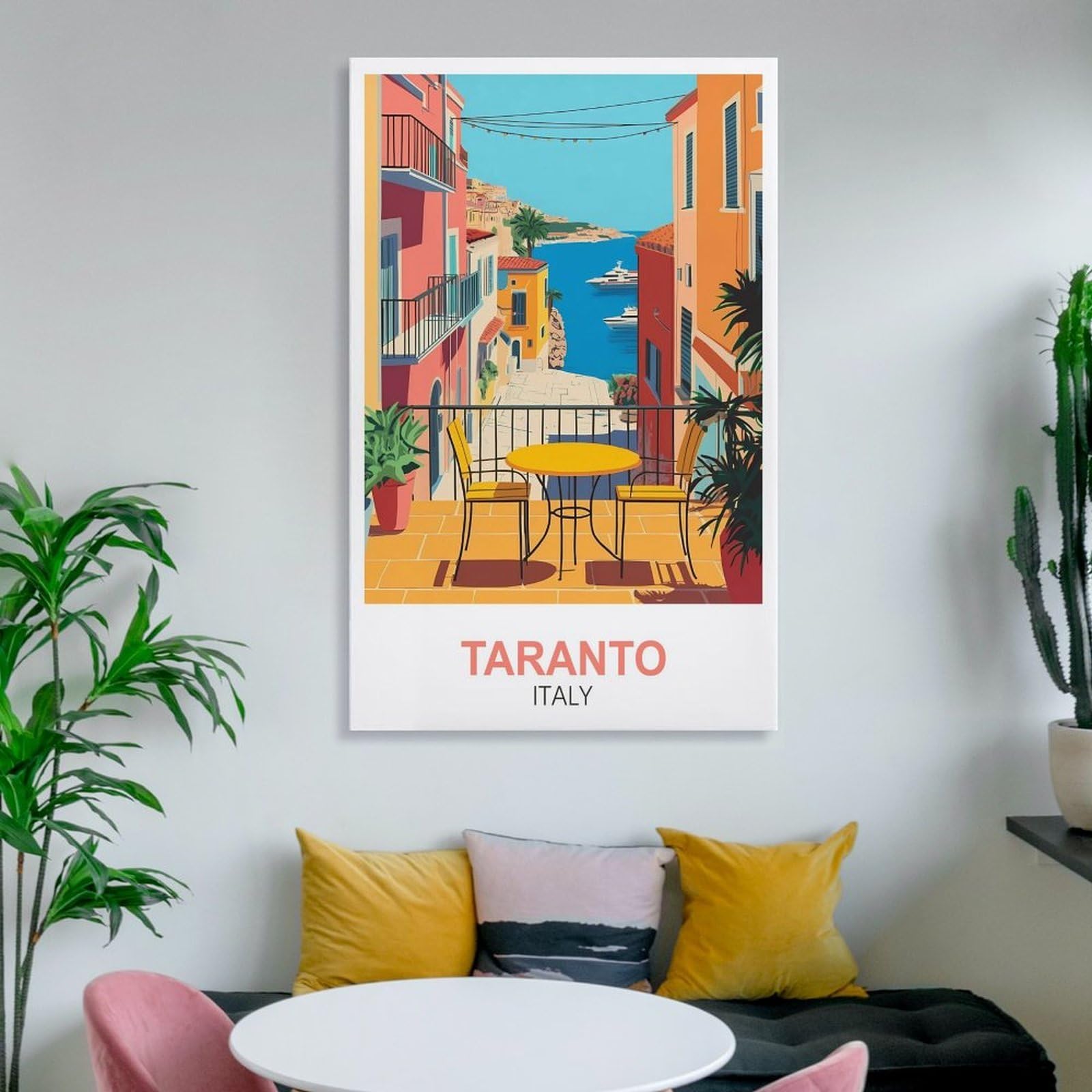 CLFMHNAS Impression sur toile vintage Tarente Italie 50 x 75 cm