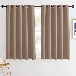 NICETOWN Thermal Blackout Curtain & Drape - Grommet Room Darkening Window Treatment Sound Reducing Light Blocking for Kitchen/Cafe (1 Panel, W66 x L54, Cappuccino)