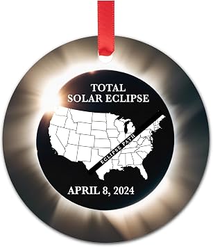 Solar Eclipse Ornament 2024-2024 Total Solar Eclipse Ornament - Solar Eclipse Party Supplies - Solar Eclipse Keepsake - Solar Eclipse Party Decorations - Eclipse Gifts