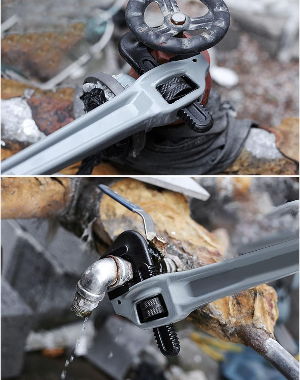 Adjustable Offset Pipe Wrench Lightweight Aluminum Alloy Plumbing Wrench Ideal for Professional Pipe Fitters (14 Inch)