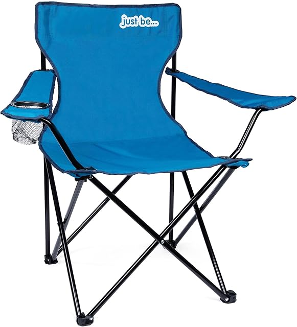 Folding Camping Chair for Adults and for Kids by just be - Lightweight Foldable Chair Suitable for Outdoors. Chairs for the Beach, Lawn, Camp, Fishing Trip and Garden