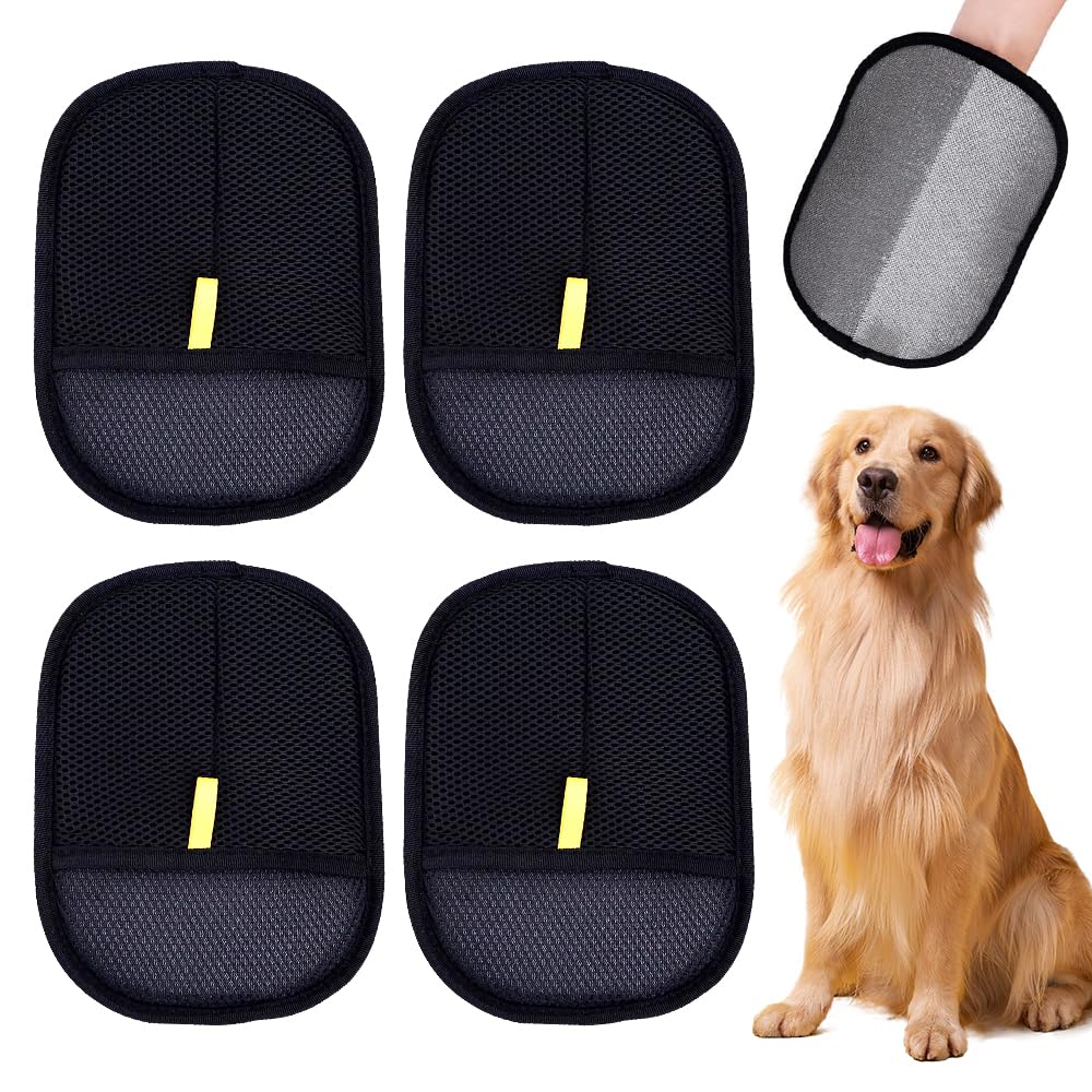 Fiotha 4 stuks dubbelzijdige huisdierborstelhandschoenen, herbruikbare antistatische handschoenen, huisdierhaarverwijderingshandschoenen, veelzijdige statische verwijderingshandschoenen voor hond en Fiotha 4 stuks dubbelzijdige huisdierborstelhandschoenen, herbruikbare antistatische handschoenen, huisdierhaarverwijderingshandschoenen, veelzijdige statische verwijderingshandschoenen voor hond en