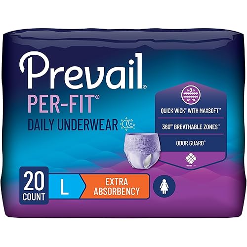 Prevail Per-Fit for Women Daily Protective Underwear, Pull-up Disposable Adult Diaper for Women, Extra Absorbency, Large, 72 Count (4 Packs of 18)