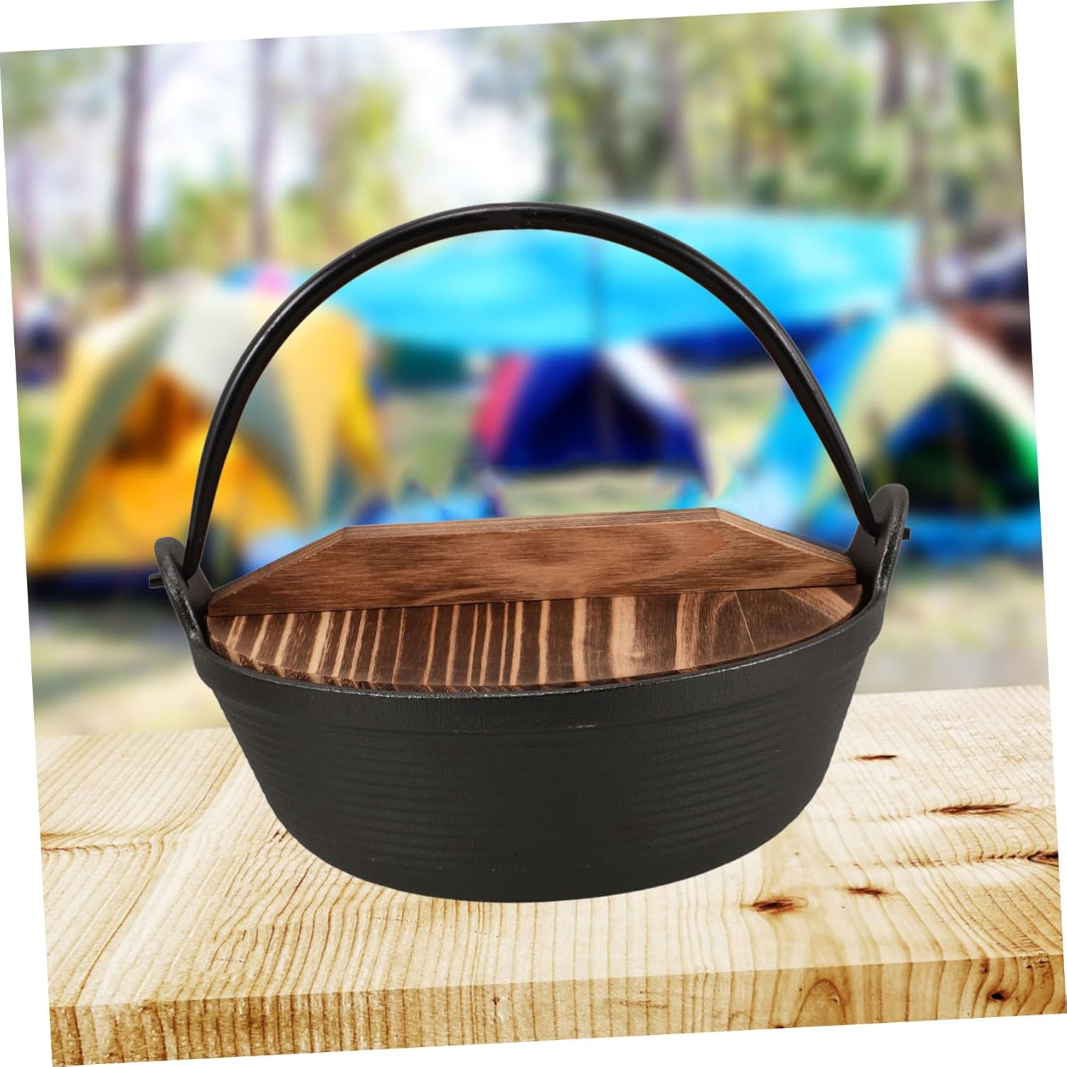 Elegant Cast Iron Cookware Camping Pot Campfire Cooking Equipment Camp Fire Cooking
