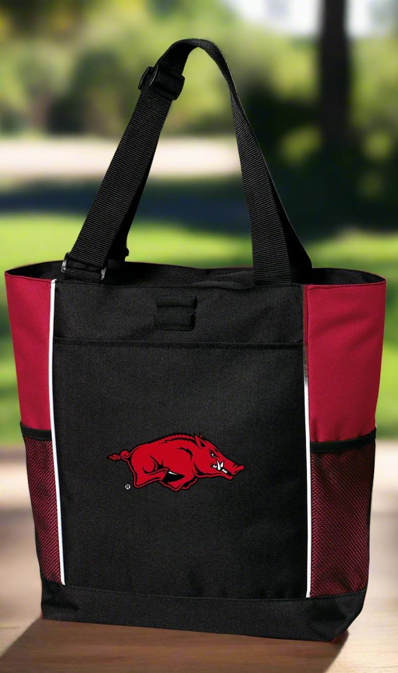 Broad Bay University of Arkansas Tote Bags Red Arkansas Razorbacks Totes - Zippered Travel Shoulder Bag