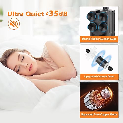 Miniatura 4 de hygger Filtro interno para acuario para tanque de 30 a 80 galones, filtro sumergible 4 en 1 ajustable para tanque de peces con sistema de aireación,