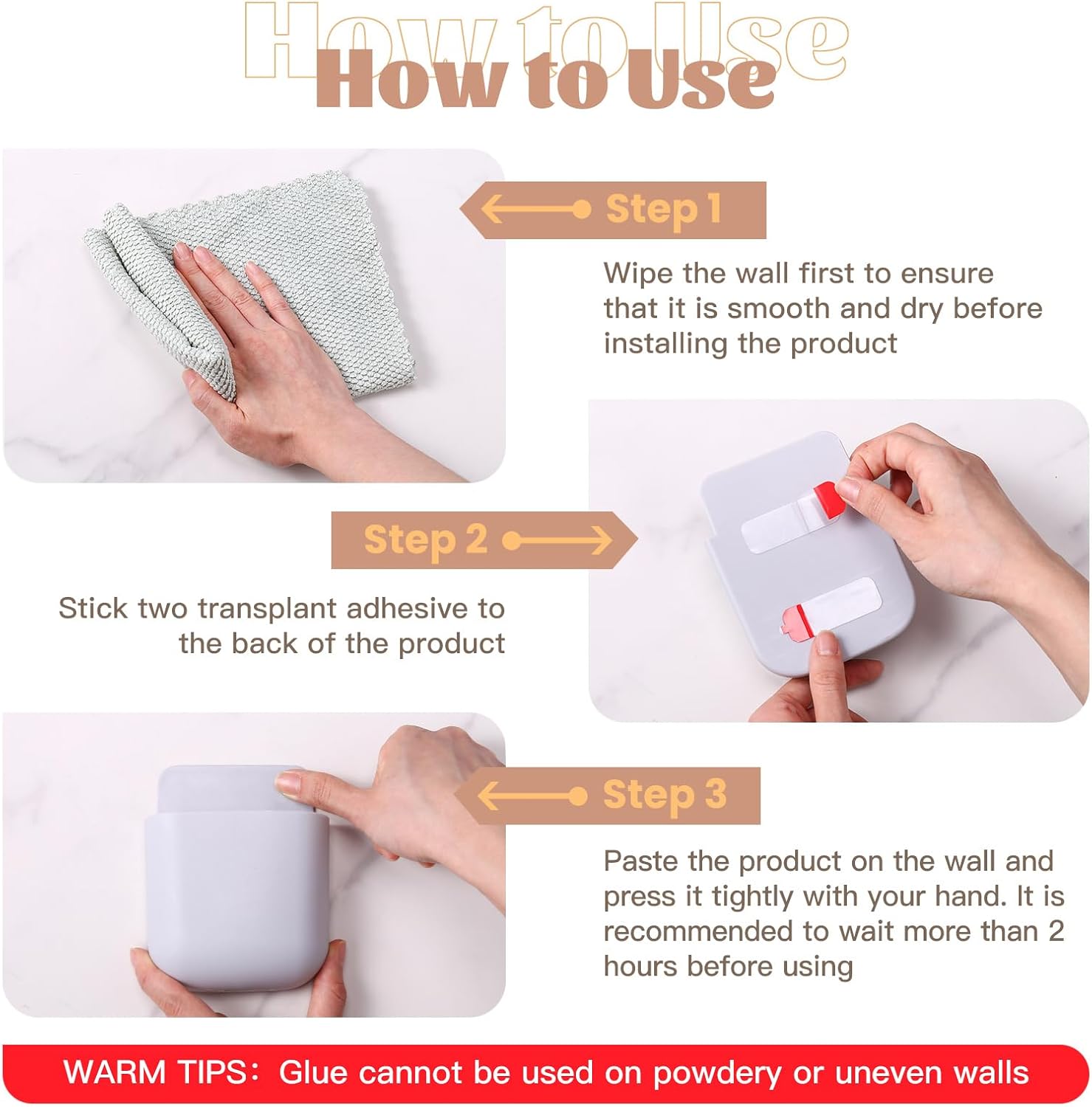 12 Pcs Remote Holder Wall Mounted, Self-Adhesive Phone Pen Holder for Wall Beside Table Bed Storage Box Organizer Wall Pocket for Home Office School Supply Storage Camper Accessories - Image 6